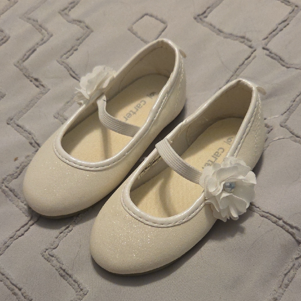 Carter's Cream Dress Shoes with Floral Detail